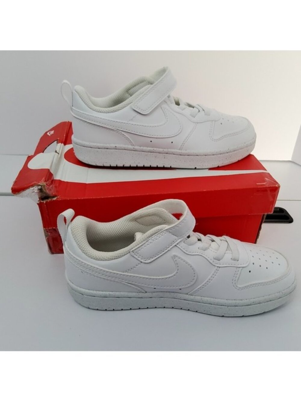 NIKE Boy's Sneaker Low Court Borough Low Recraft White White White Size 13.5C - Picture 3 of 8